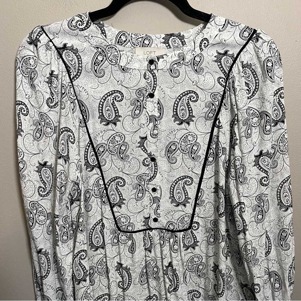 LOFT Outlet Paisley Dress Rayon Long Sleeve